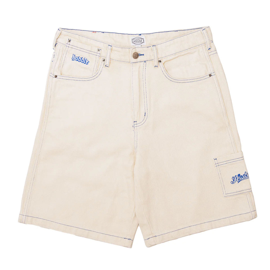 Hoddle Skateboards - 16oz Denim Ranger Shorts in White | Collab 